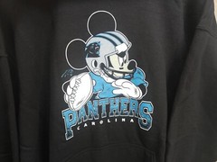 Carolina Panthers Mickey Mouse Hoodie Sweatshirt XL Adult NWT Junkfood NFL Black