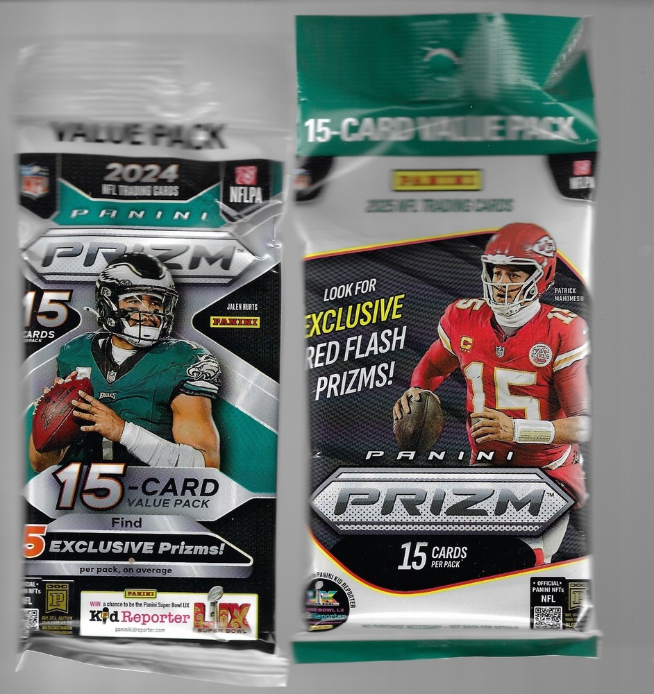 Lot of 2 -2024 & 2025 Panini Prizm Football Sealed Fat Packs – 15/Pack