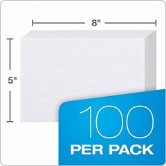 50EE Blank Index Cards, 5&Prime; x 8&Prime;, White, 500 Cards (5 Packs of 100) (50)