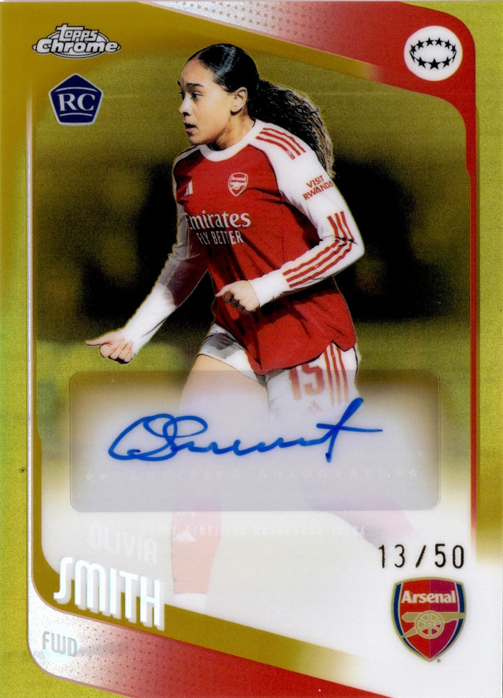 Olivia Smith 2025-26 Topps Chrome Women&rsquo;s Gold Refractor Auto Arsenal #13/50