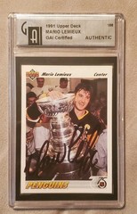 Mario Lemieux 1991 Upper Deck Auto #156 Stanley Cup GAI Certified