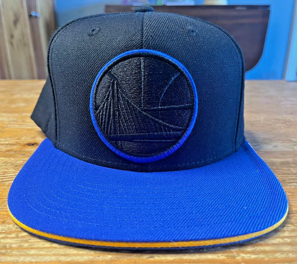 Golden State Warriors Snapback Hat Mitchell & Ness NBA Dark Blackout Logo