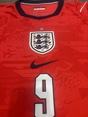 England Away Kane #9 Soccer Jersey Red Navy White Men&rsquo;s Size M