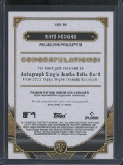 2022 Topps Triple Threads Rhys Hoskins #ASJR-RH Purple Amethyst Jersey Auto /75