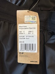 West Ham United 24/25 Umbro Presentation Pants, Black, Adult Size S Small, NWT