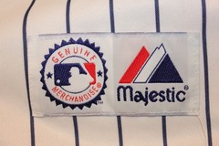 white / navy blue Minnesota Twins stitched button-down pinstriped jersey – XL