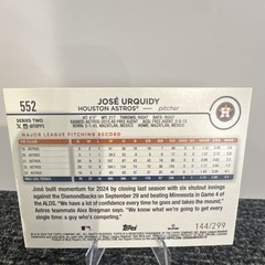 Topps José Urquidy #552 Orange Foil /299 2024 Series 2 Astros MLB Card