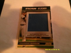 SALE THURMAN MUNSON topps Yankee Stadium Slices Dugout Bench Relic 59/89
