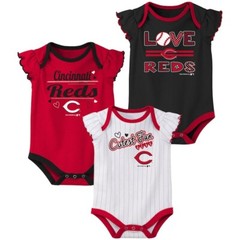 Girls Newborn & Infant Red/Navy/White Cincinnati Reds 3-Pack Bodysuit Set MLB
