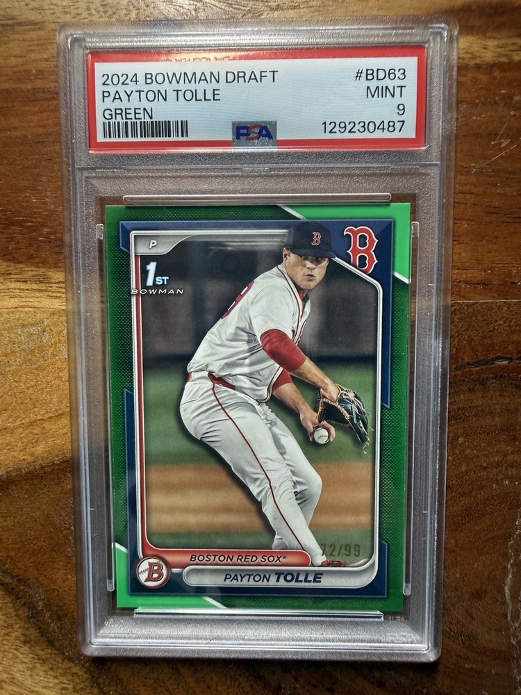 Bowman 2024 Draft Payton Tolle Green /99 1st Bowman Red Sox #BD-63 PSA 9