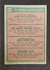 Topps 1975 Rookie Outfielders Jim Rice Dave Augustine Pepe Mangual #616