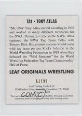 2012 Leaf Originals Wrestling Yellow 61/99 Tony Atlas #TA1 Auto 0v24