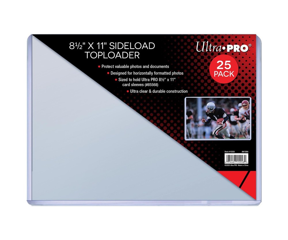Ultra Pro Toploader -8-1/2×11 Side Load (25 per pack) clear, rigid PVC Toploader