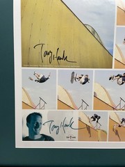 Tony Hawk Signed Autograph Skateboarding Collage 25×31 Wood Frame Museum Glass