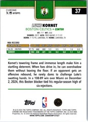 2025-26 Topps Chrome Luke Kornet #37 RayWave Refractor – Boston Celtics