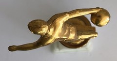 Art Deco Bowling Trophy Brass Metal Alloy w/ Bakelite Column Base Dodge Inc VTG