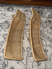 Pair of Jai Alai Cesta Coated Wicker Woven Basket Scoop Vintage Decor