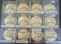 12 Signed Baseballs In Cubes Autographed Good Names