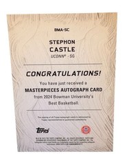 2023-24 Bowman University Best Masterpieces Autographs Stephon Castle /75 Spurs