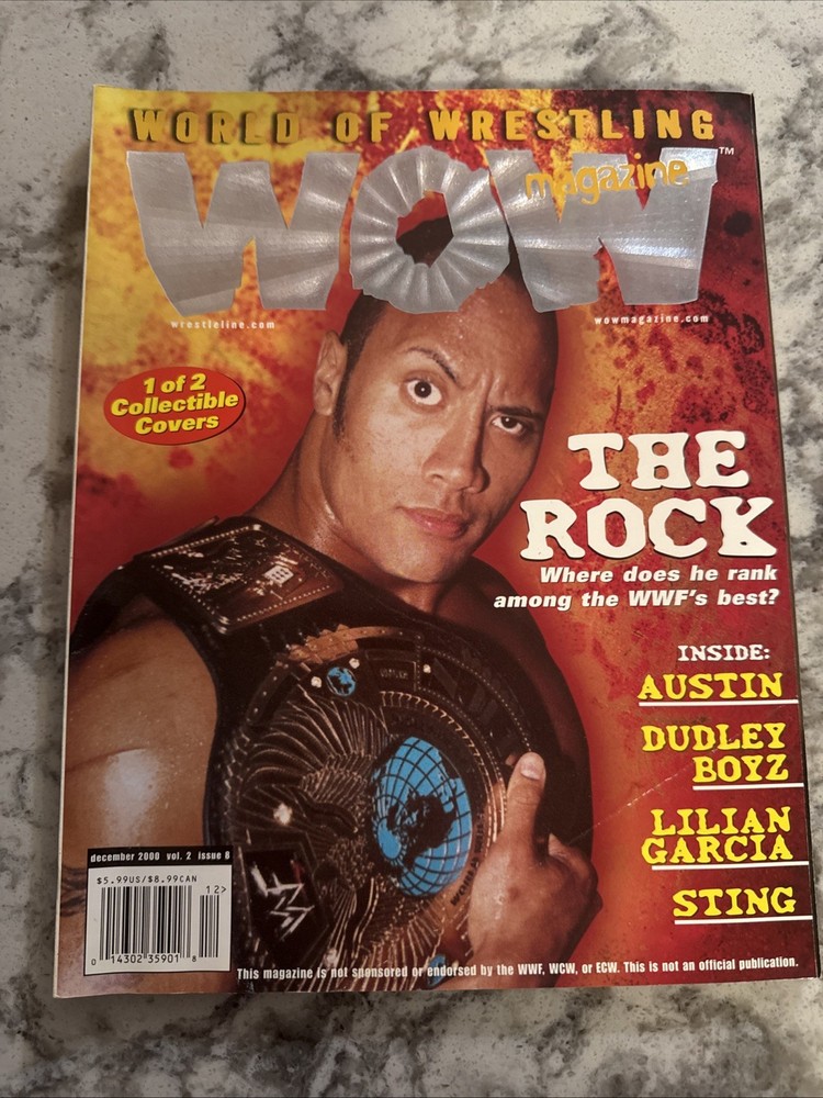 WOW WORLD OF WRESTLING Magazine DECEMBER 2000 Dwayne Johnson as The Rock WWE WCW