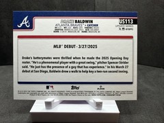 2025 Topps Update Series – Rookie Debut Drake Baldwin #US113 Pink Diamante Foil