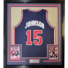 Framed Facsimile Autographed Earvin Magic Johnson 33×42 Reprint Laser Jersey