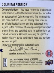 RARE 2011 UD World of Sports -All-Sport Apparel Auto Colin Kaepernick #3/15 MINT