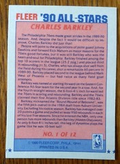 CHARLES BARKLEY, 1990 FLEER ALL-STARS #1 of 12, SIXERS