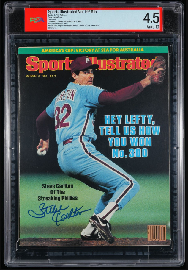 1983 Steve Carlton HOF Signed NL Sports Illustrated Magazine PSA 4.5 DNA 10 Auto