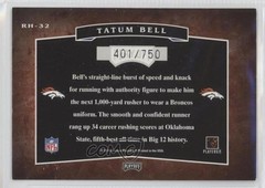 2004 Playoff Hogg Heaven Rookie Hoggs 401/750 Tatum Bell #RH-32 RC y0i