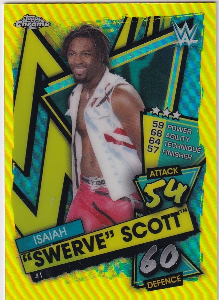 2021 Topps Chrome WWE Slam Attax Yellow Refractor #41 Isaiah « Swerve » Scott /99