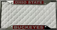 OSU Buckeyes Chrome License Plate Frame + 3 Metalic Decals Free Shipping