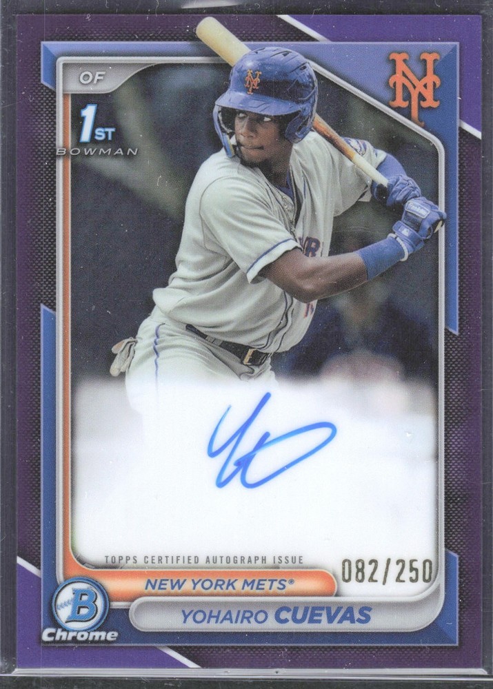 2024 Bowman 1ST Bowman Purple Refractor Auto YOHAIRO CUEVAS /250 – NY METS