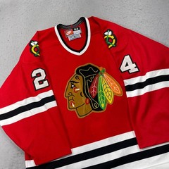 VINTAGE Chicago Blackhawks Jersey Mens 52 Nike Center Ice Bob Probert Fight Stra