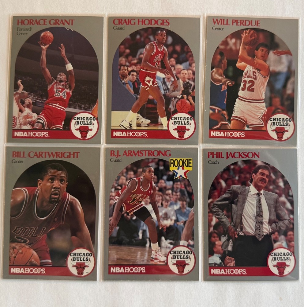 1990-91 Hoops Chicago Bulls B.J. Armstrong RC Phil Jackson Horace Grant