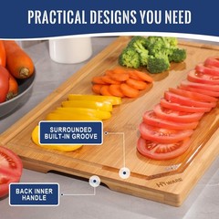 Hiware 4-Piece Extra Large Bamboo Cutting Boards Set for 4-piece, Natural