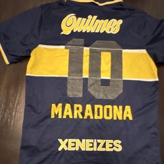 Nike Boca Juniors Soccer Jersey Diego Maradona #10 Quilmes Blue/Yellow XL as is