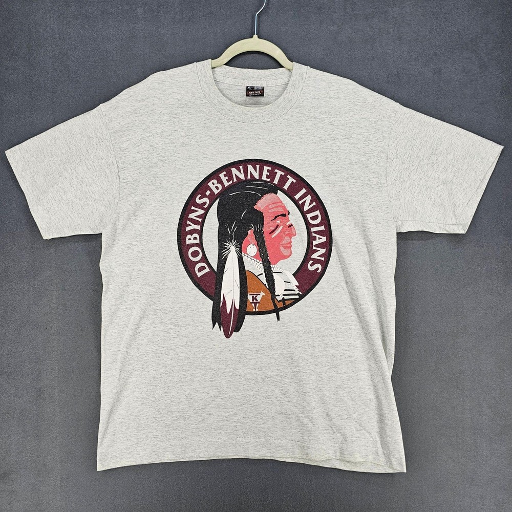 Vintage Dobyns-Bennett Indians Shirt Mens XL Gray Fruit Of The Loom USA Tee