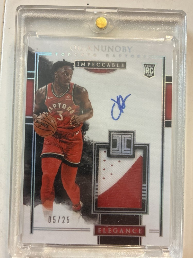 Og Anunoby Patch Autograph Impeccable Elegance On Card Auto /25 Holo Silver