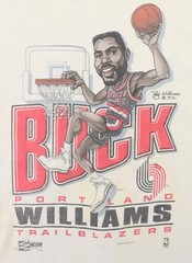 Vintage 90s NBA M L Buck Williams Caricature Portland Trail Blazers T Shirt