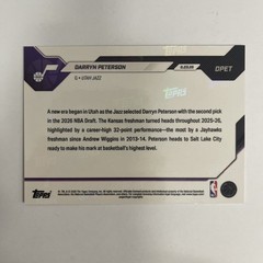 2026-27 Topps Now Draft Darryn Peterson #DPET RC Rookie Black 02/10 JAZZ