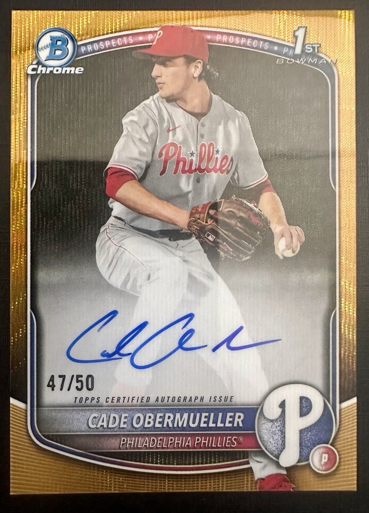 2025 Bowman Draft – Chrome 1st Autographs Cade Obermueller #CPA-CO Gold /50