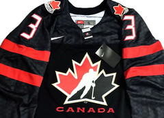 NWT-S * MATTHEW SCHAEFER #3 TEAM CANADA BLK/3rd LICENSED IIHF NIKE HOCKEY JERSEY