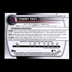 2025 Bowman Chrome Sapphire TOMMY TROY Padparadscha Refractor Rookie 1/1 #BDC-36