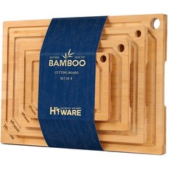 Hiware 4-Piece Extra Large Bamboo Cutting Boards Set for 4-piece, Natural