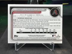 2024 Bowman Draft Ryan Waldschmidt Chrome Auto Yellow Refractor 1st /75 Dbacks