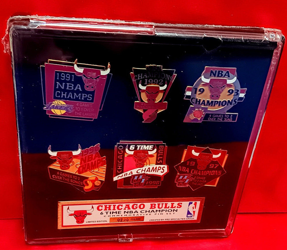 Pro Specialties Group Chicago Bulls 6-Time NBA Champions Factory Sealed Pin Set