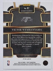 Victor Wembanyama-2023-24 Panini Select – Concourse #87 Orange Flash Prizm (RC)