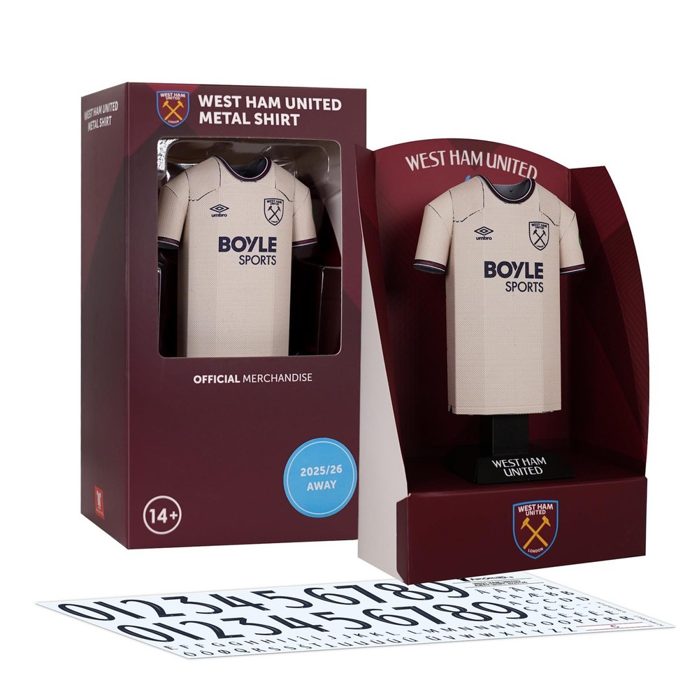 West Ham Metal Football Shirt Personalised Hammers 2025/26 Away Kit Alloy Shirt