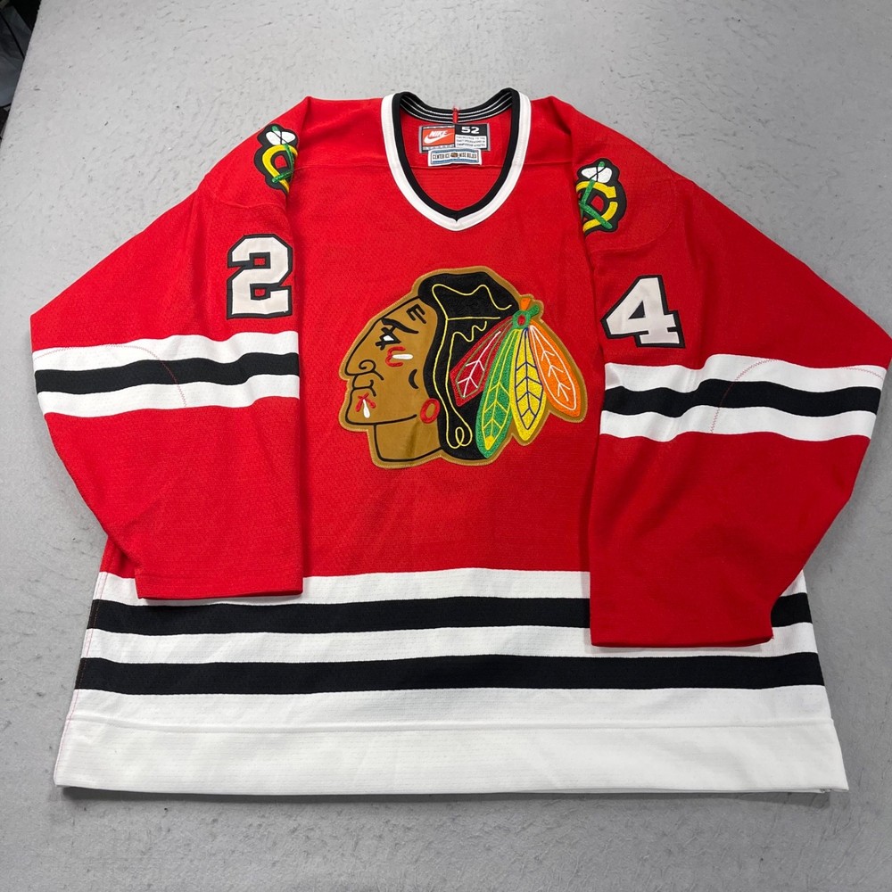 VINTAGE Chicago Blackhawks Jersey Mens 52 Nike Center Ice Bob Probert Fight Stra